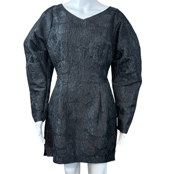 & OTHER STORIES Textured Puff Sleeve Jacquard Dress Sz 4 Goth Witchy Whimsigoth - Picture 3 of 16